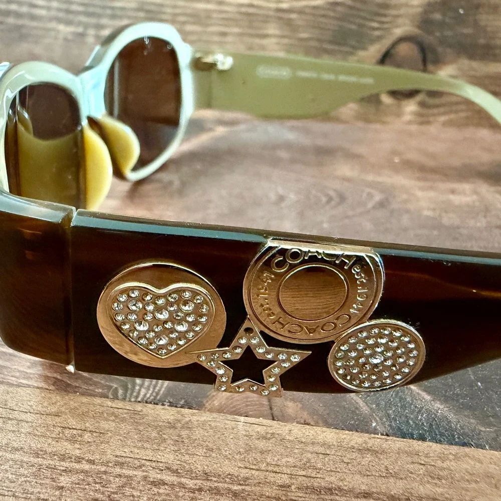 Coach Parker S848 Eyeglasses Brown Horn Rhinestone Heart Medallion FRAMES ONLY